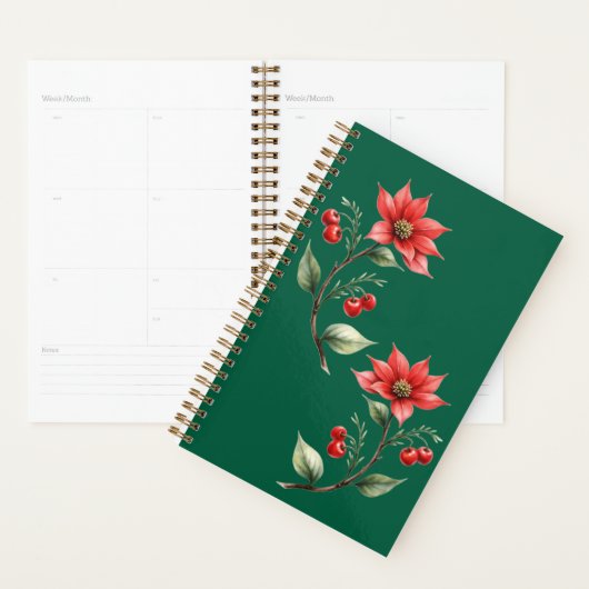 Agenda Espiral Natal verde e flores vermelhas プランナー手帳 (ディスプレー)