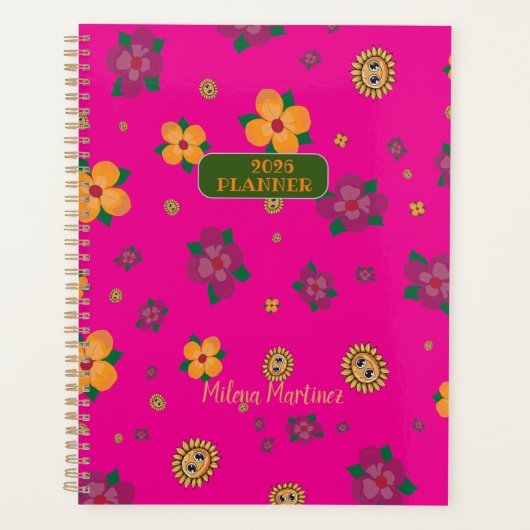 Agenda Planner Flowers Green 2025 プランナー手帳 (正面)