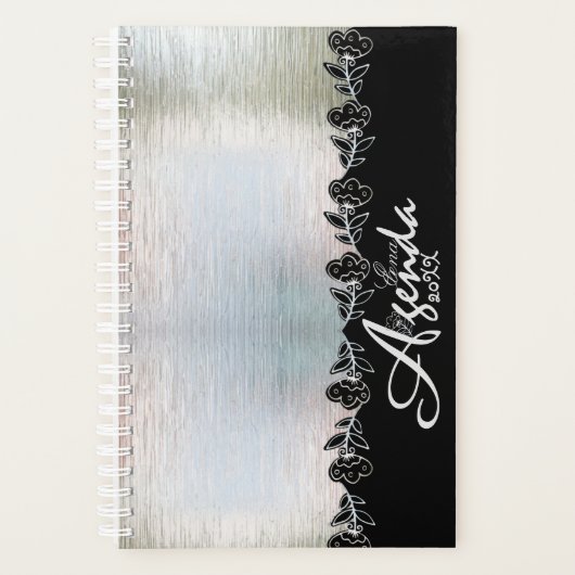Agenda plateada personalizada con flores プランナー手帳 (正面)