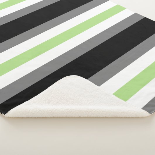 Agenderプライド、LGBTQプライド、ブラックグレーとグリーン シェルパブランケット (3/4)