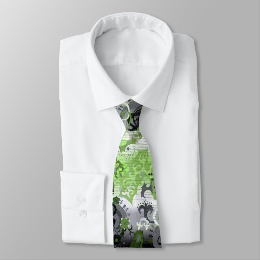 Agender dragon damask – エージェントプライドフラグの色 ネクタイ (タイ)