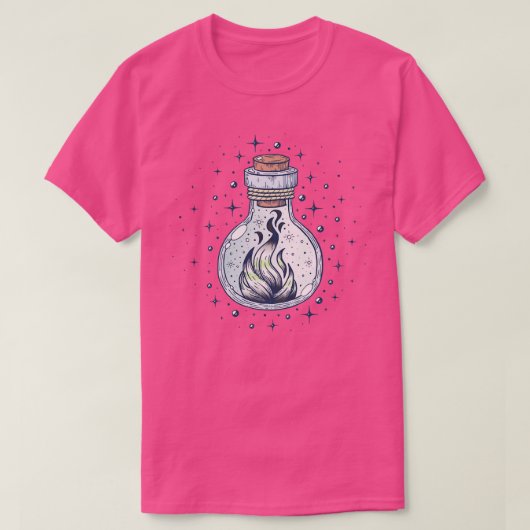 Agender Fire OccultボトルLGBTプライド国旗 Tシャツ (デザイン正面)
