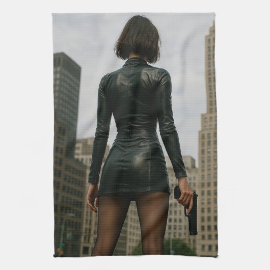 Agentin Black Poster キッチンタオル (縦)