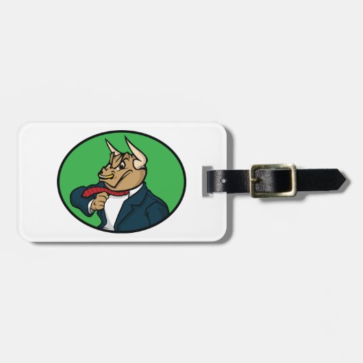 Aggressive Bull in Business Suit ラゲッジタグ (正面横)