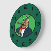 Aggressive Bull in Business Suit ラージ壁時計 (傾斜)