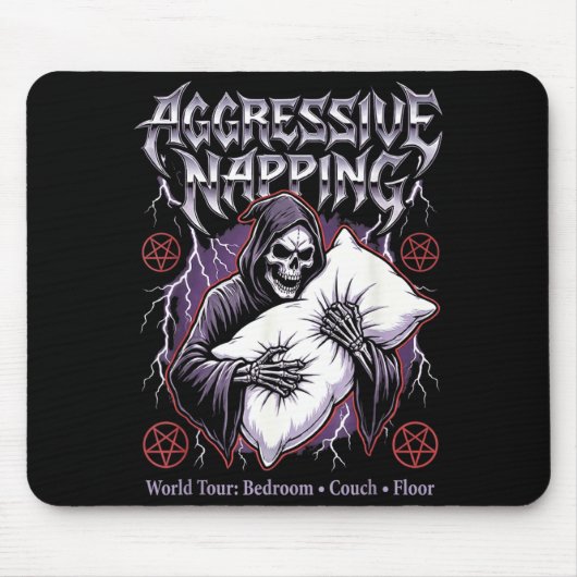 Aggressive Napng Funny Heavy Metal Grim Reaper Sle マウスパッド (正面)