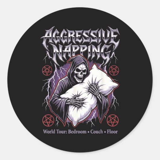 Aggressive Napng Funny Heavy Metal Grim Reaper Sle ラウンドシール (正面)