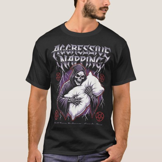 Aggressive Napng Funny Heavy Metal Grim Reaper Sle Tシャツ (正面)