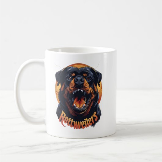 Aggressive Rottweiler Dog Art Coffee Mug - Fierce  コーヒーマグカップ (左)