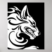 Aggressive White and Black Tribal Wolf ポスター (正面)