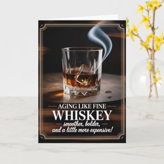 Aging Like Fine Whiskey – Birthday Design for Him カード (黄色い花)