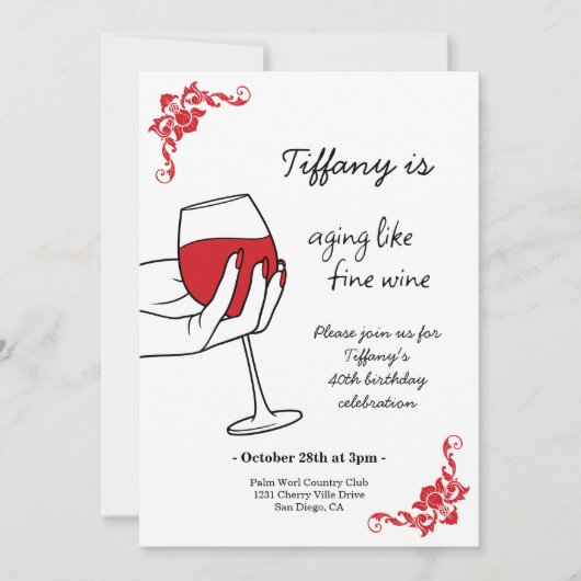 Aging Like Fine Wine Birthday Party 招待状 (正面)