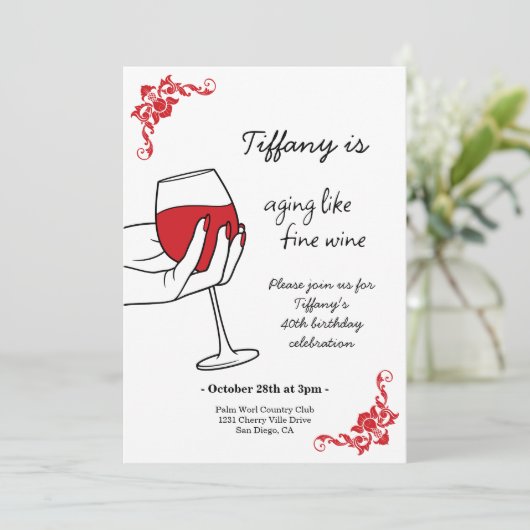 Aging Like Fine Wine Birthday Party 招待状 (スタンド正面)