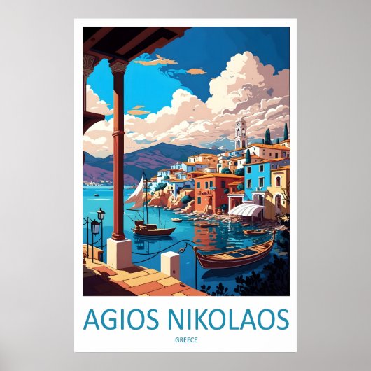 Agios Nikolaos Poster National Travel Ski Vintage ポスター (正面)