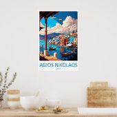 Agios Nikolaos Poster National Travel Ski Vintage ポスター (キッチン)