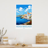 Agios Nikolaos Vintage Travel Poster Ski National ポスター (キッチン)