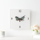 Aglaope infausta – アーモンド – ツリーリーフスケルトン スクエア壁時計 (ホーム)