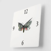 Aglaope infausta – アーモンド – ツリーリーフスケルトン スクエア壁時計 (傾斜)