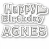 Agnes Happy Birthday silver Aufkleber Sticker シール (正面)