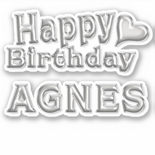 Agnes Happy Birthday silver Aufkleber Sticker シール (正面)
