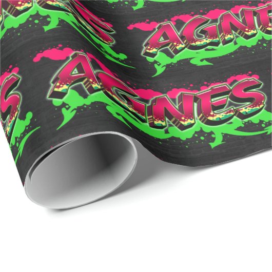 Agnes Vorname Name Graffiti red green ラッピングペーパー (ロールコーナー)