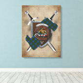 Agnew Clan Badge Crossed Swords Canvas Print キャンバスプリント (インサイチュ (ウッドフロア))