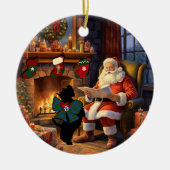 Agnew Scottie Dog & Santa Personalized セラミックオーナメント (正面)