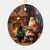 Agnew Scottie Dog & Santa Personalized セラミックオーナメント (左)