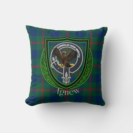 Agnew Scottish Clan Tartan & Crest クッション (正面)