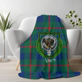 Agnew Scottish Clan Tartan & Crest フリースブランケット