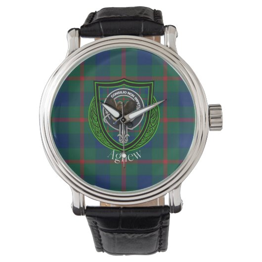 Agnew Scottish Clan Tartan & Crest 腕時計 (正面)