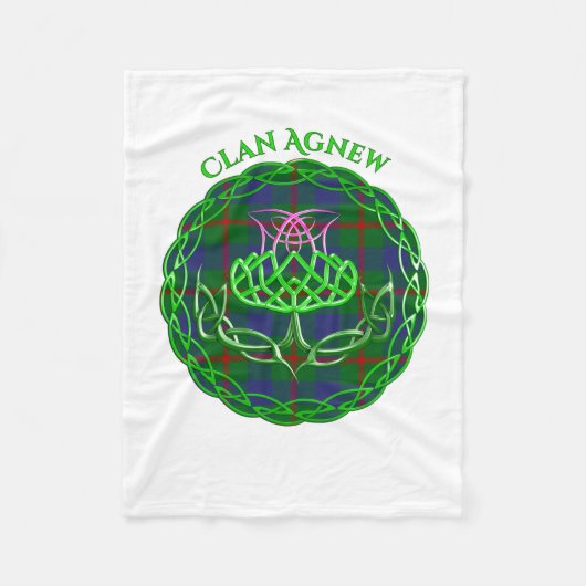Agnew Scottish Tartan Celtic Thistle フリースブランケット (正面)