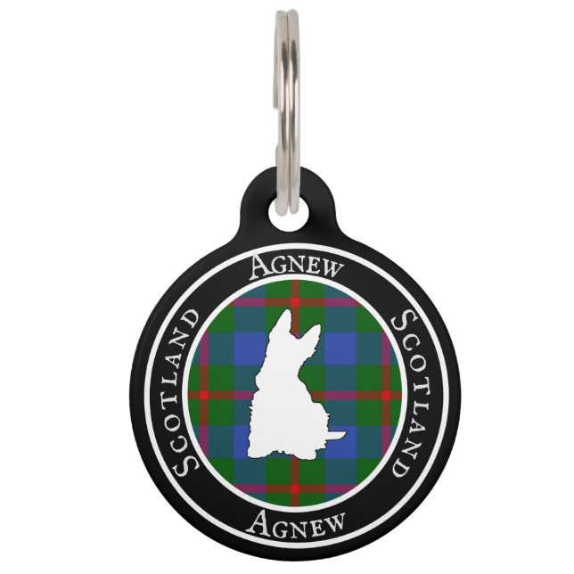 Agnew Tartan & Scottie Dog Personalized  ペット　ネームタグ (正面)