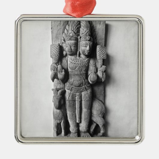 Agniの二重頭のイメージを描写するレリーフ、浮き彫り メタルオーナメント (正面)