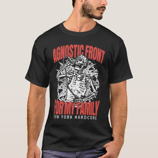 Agnostic Frontの「For My Family」のスケルトン Tシャツ (正面)