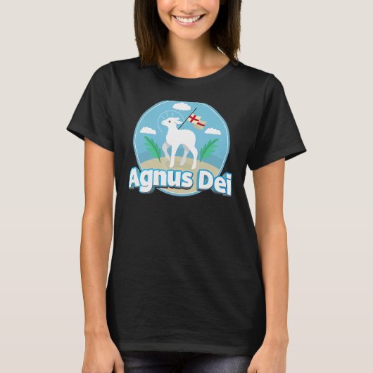Agnus Dei Lamb神ラテンマス伝統的カトリック Tシャツ (正面)