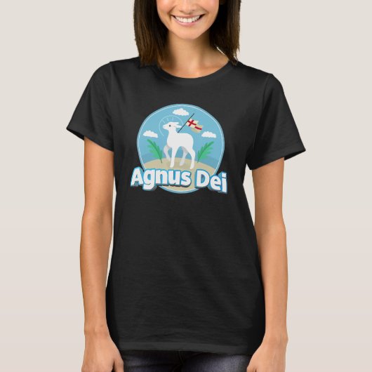 Agnus Dei Lamb神ラテンマス伝統的カトリック Tシャツ (正面)