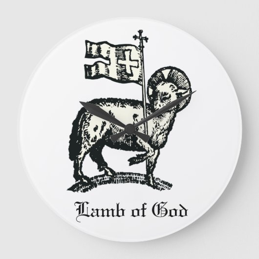 Agnus Dei The Paschal Lamb of God Fine Art  ラージ壁時計 (正面)