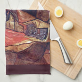 Agony, The Death Ag闘by Egon Schiele キッチンタオル (四つ折り)