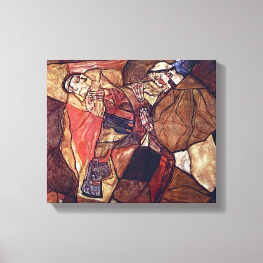 Agony, The Death Ag闘by Egon Schiele キャンバスプリント (正面)