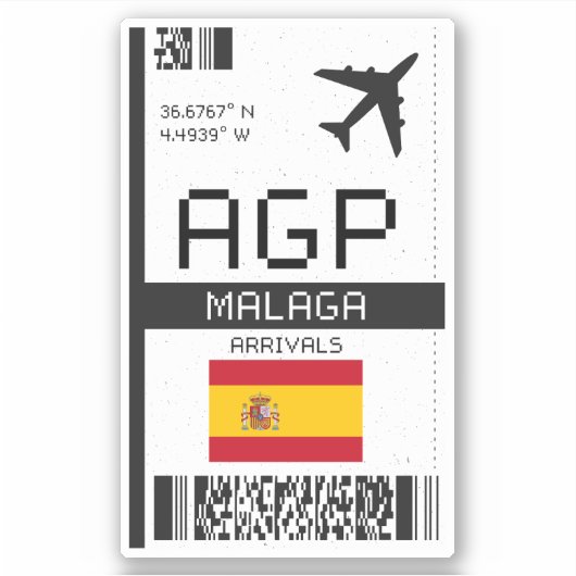 AGPマラガボーディングパス – スペイン空港旅行 シール (正面)