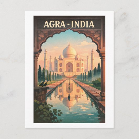 Agra city, India retro travel 2026 ポストカード (正面)