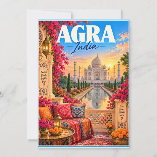 Agra India Taj Mahal Travel 招待状 (正面)