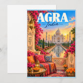 Agra India Taj Mahal Travel 招待状 (正面/裏面)