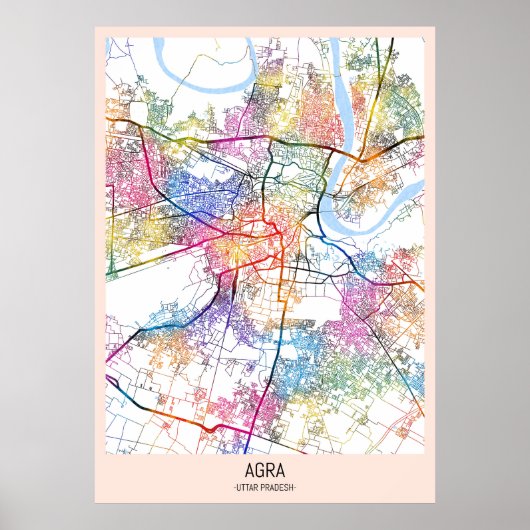 Agra Uttar Pradesh City Map ポスター (正面)