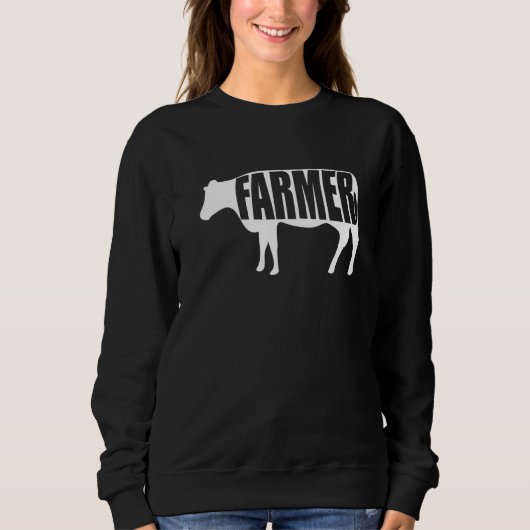 Agricultor Graphic Cow Farmer Agriculture Tractor  スウェットシャツ (正面)