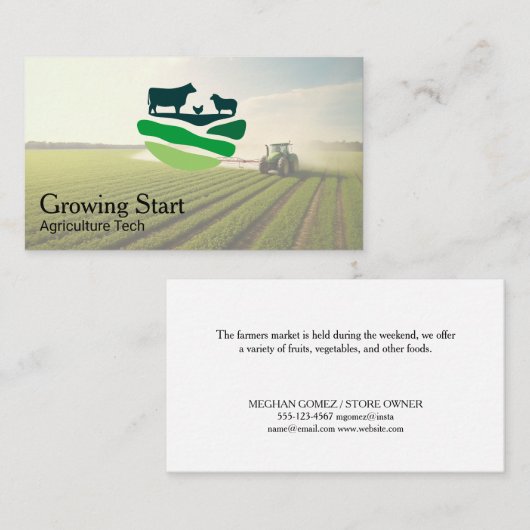Agriculture | Farmer | Tractor 名刺 (正面/裏面)