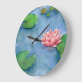 Aguarela Flôr de Lotús  ラージ壁時計 (傾斜)
