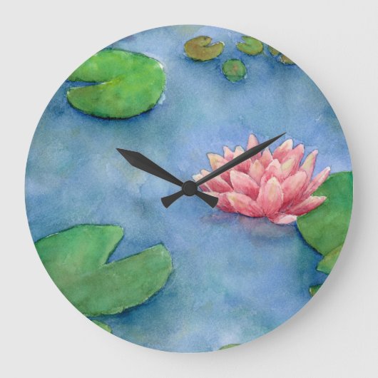 Aguarela Flôr de Lotús  ラージ壁時計 (正面)