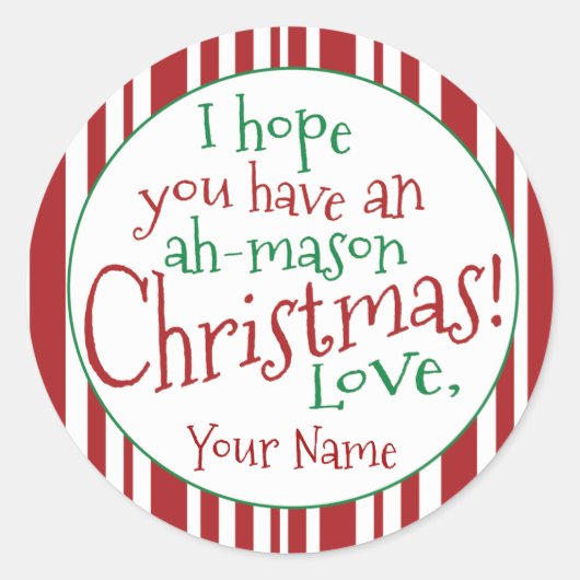 Ahメイスンジャールクリスマスギフト広口ラベル ラウンドシール (正面)